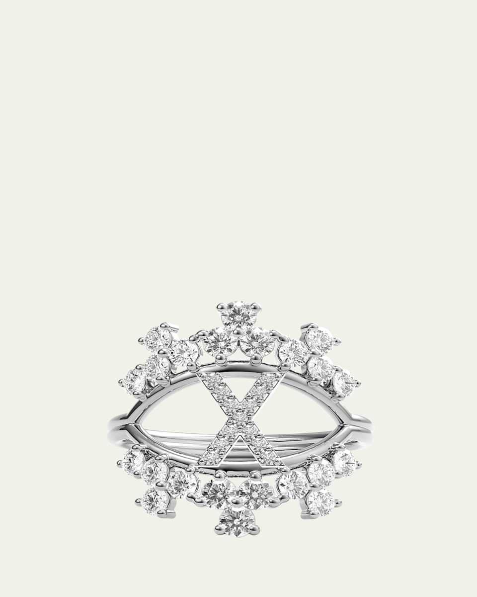 Sara 18K White Gold Diamond Ring, Letter X